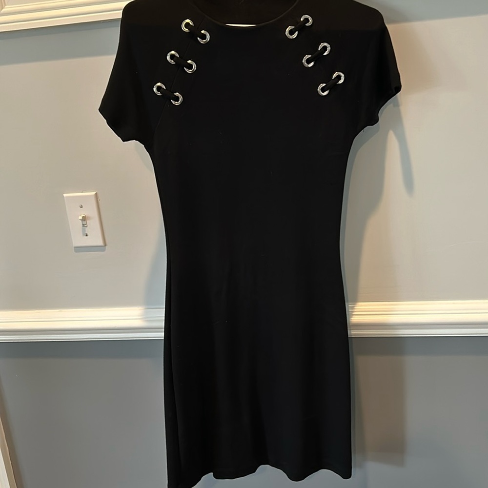 Black cotton cocktail dress